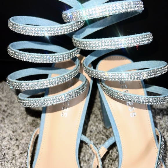 Pastel Blue Dinem Heels with Rhinestones - Picture 6 of 7